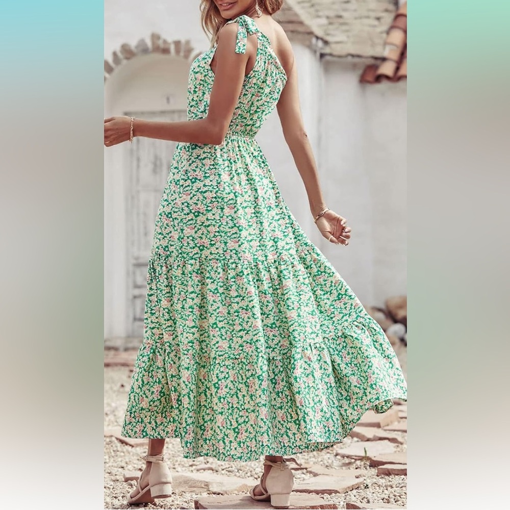 One shoulder floral maxi